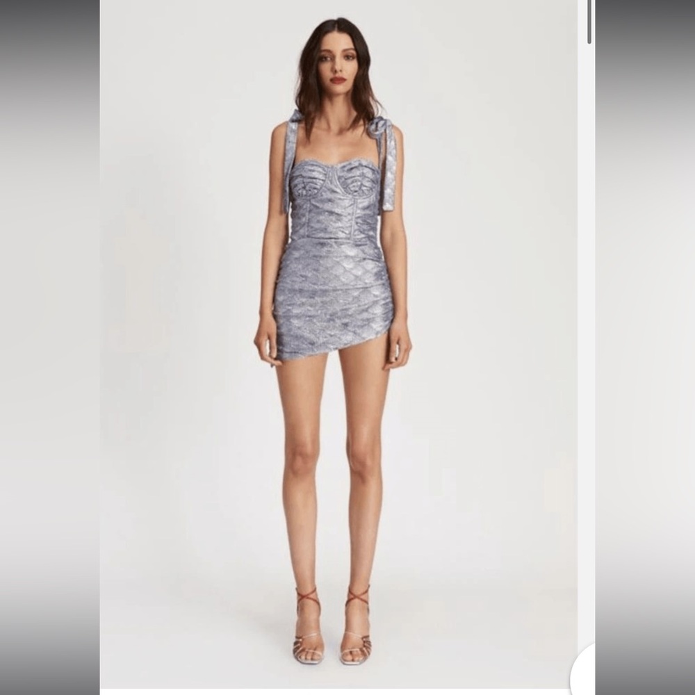 Lioness Australia metallic Blue adjustable shoulder underwire lined mini dress L